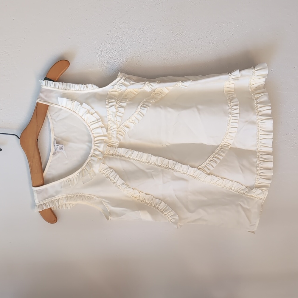 J. Crew Cream Ruffle Sleeveless Top